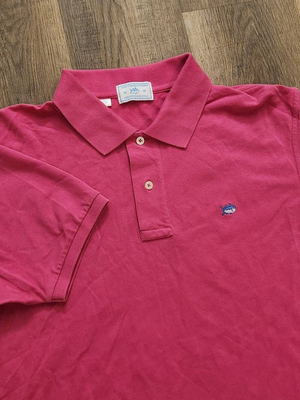Southern Tide Skipjack Polo Men's Medium Logo Collared Cotton Pink embroidered